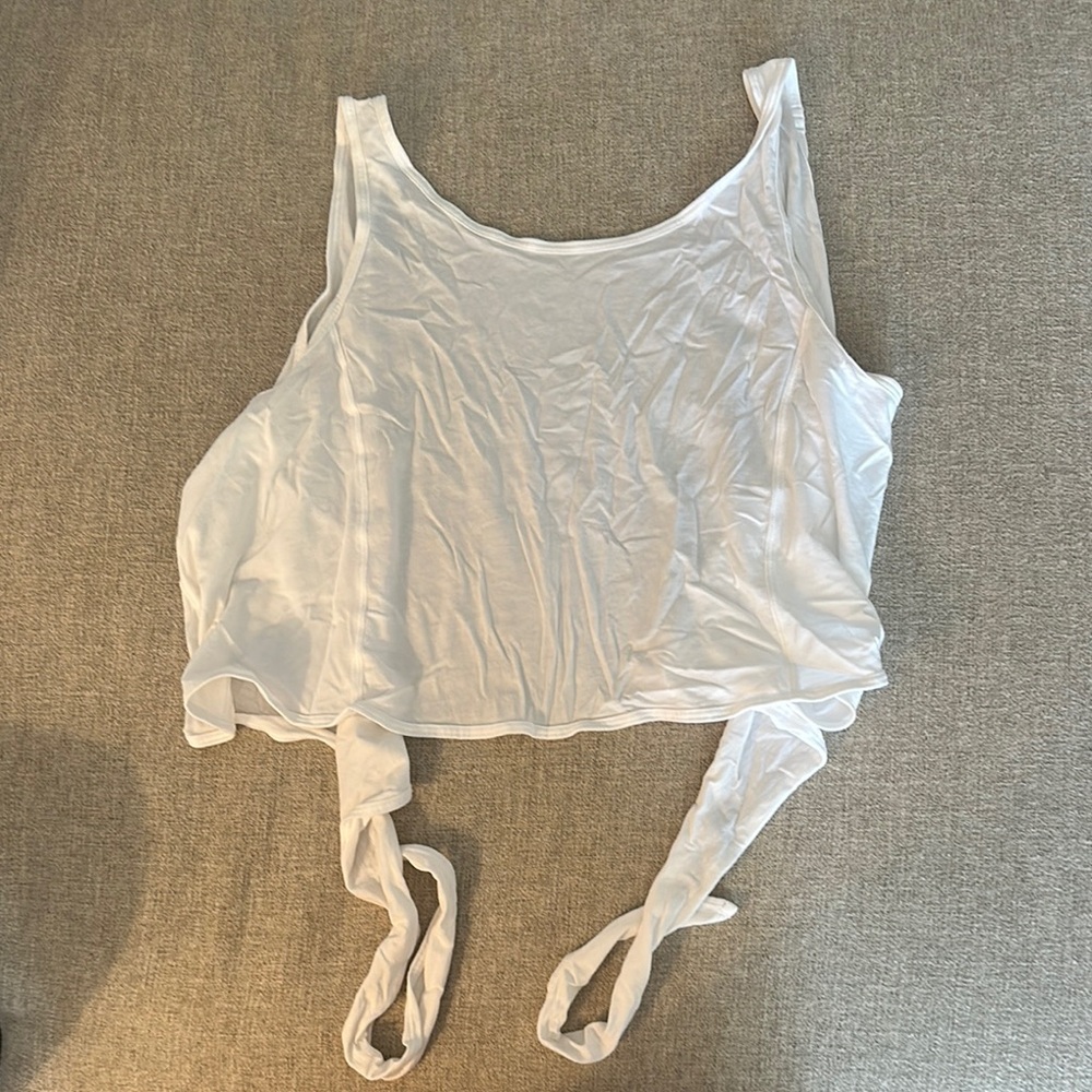 Lululemon Athletica White Asymmetrical Tie Front Crop Tank